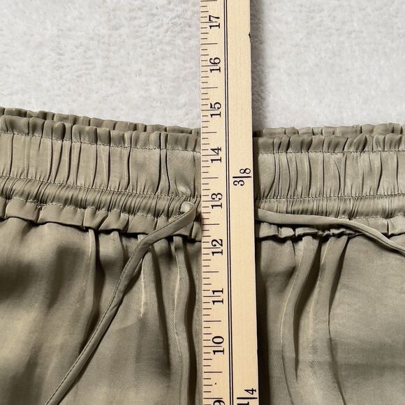 House of Harlow 1960 Womens Satin Wide Leg Hi-Waist Pants Olive Sz M Pull-On - Picture 8 of 10